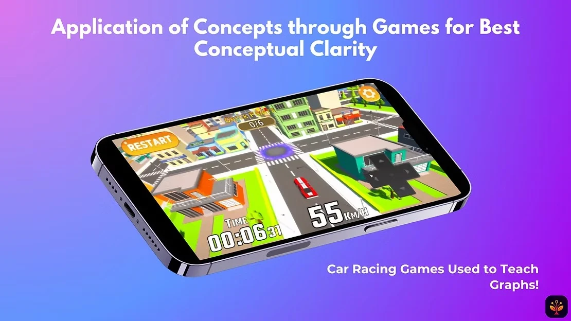 Phone mockup showing car racing game